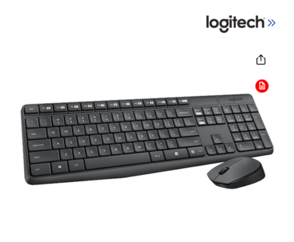 Logitech MK345 Wireless Combo Full-Sized Keyboard with Palm Rest and Comfortable Right-Handed Mouse, 2.4 GHz Wireless USB Receiver, Compatible with PC, Laptop