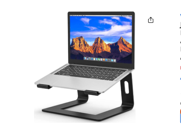 Jansicotek Laptop Stand, Aluminum Detachable Computer Stand, Ergonomic Adjustable Laptop Riser Compatible with All Laptops 10-15.6" MacBook Pro, iPad Air(Black)