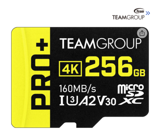 Team 256GB PRO+ microSDXC UHS-I/U3 Class 10 Memory Card with Adapter, compatible with Nintendo-Switch, Steam Deck, and ROG Ally, Speed Up to 160MB/s (TPPMSDX256GIA2V3003)