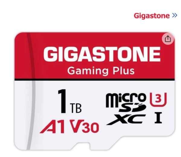 [Gigastone] 1TB Micro SD Card, Gaming Plus, up to 150MB/s, MicroSDXC Memory Card for Nintendo-Switch, Steam Deck, 4K Video Recording, UHS-I A1 U3 V30 C10, with Adapter