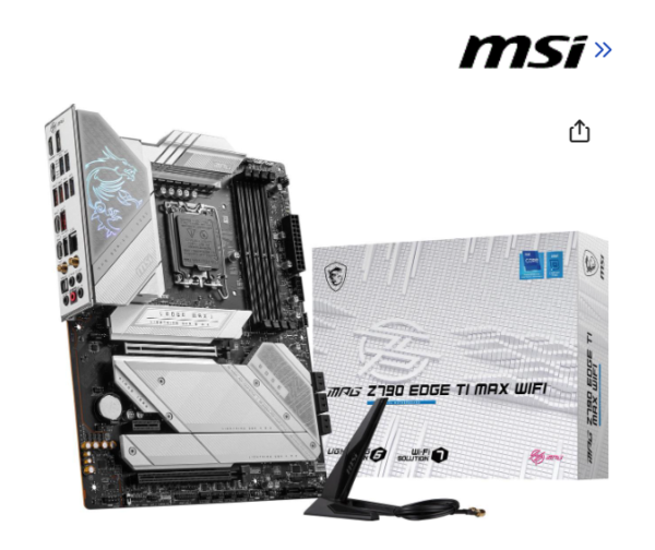 MSI MPG Z790 EDGE TI MAX WIFI LGA 1700(14th,13th,12th Gen) DDR5 Intel Z790 SATA 6Gb/s ATX Motherboard 2x PCI-E x16 slot Wi-Fi 7 Solution 2.5Gbps LAN