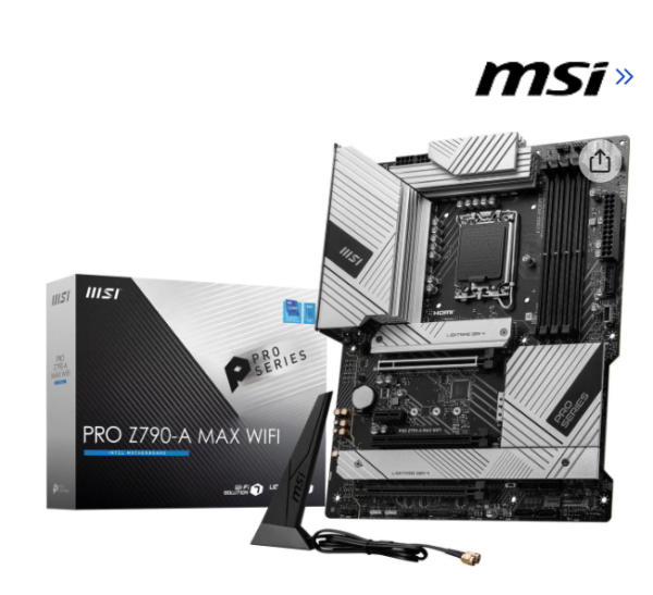 MSI PRO Z790-A MAX WIFI LGA 1700 Intel Z790 SATA 6Gb/s ATX Motherboard