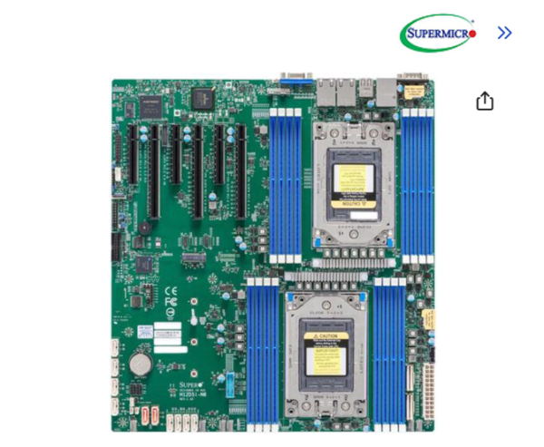 Supermicro Server Motherboard MBD-H13SSL-N Socket SP5 AMD 4th Gen EPYC™ 9004/9005 Genoa, Up to 3TB 3DS ECC RDIMM DDR5, ATX.