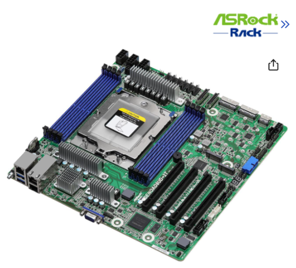 AsRock Rack GENOAD8UD-2T/X550 Deep Micro-ATX Server Motherboard Single Socket SP5 (LGA 6096) AMD EPYC™ 9004 series processors Dual 10G Lan