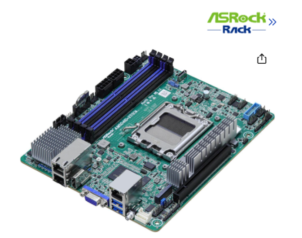 ASRock Rack AM5D4ID-2T/BCM Deep mini-ITX Server Motherboard AMD Ryzen 7000 AM5 (LGA 1718) KNOLL3 X300 Dual 10G LAN