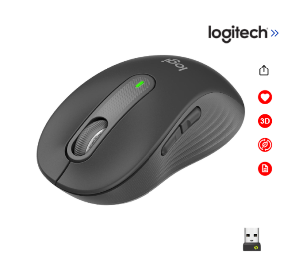 Logitech Signature M650 Wireless Mouse - For Small to Medium Sized Hands, 2-Year Battery, Silent Clicks, Customizable Side Buttons, Bluetooth, for PC/Mac/Multi-Device/Chromebook