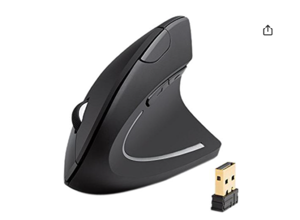 Anker 2.4G Wireless Vertical Ergonomic Optical Mouse, 800 / 1200 /1600 DPI, 5 Buttons for Laptop, Desktop, PC, Macbook - Black