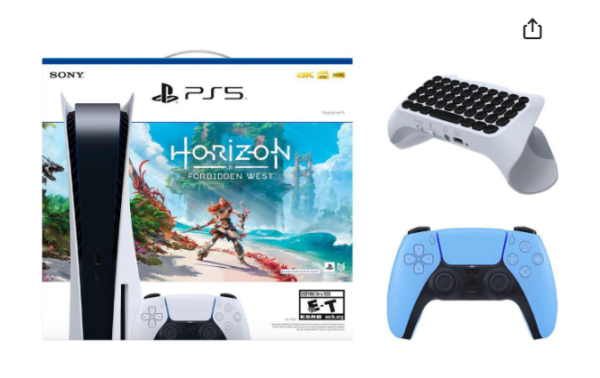 Sony PlayStation 5 Disc Edition Horizon Forbidden West Bundle with Extra Controller and Keypad - Starlight Blue