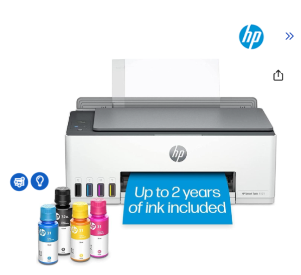 HP Smart Tank 5101 All-in-One Inkjet Printer, Mobile Print, Copy, Scan