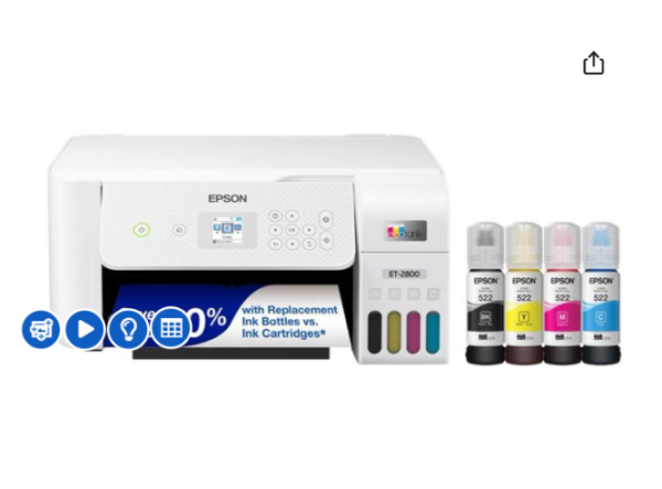 EPSON EcoTank ET-2800 AIO White Printer Home Office