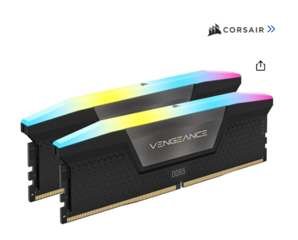 CORSAIR Vengeance RGB 64GB (2 x 32GB) 288-Pin PC RAM DDR5 6000 (PC5 48000) Desktop Memory Model CMH64GX5M2N6000C30