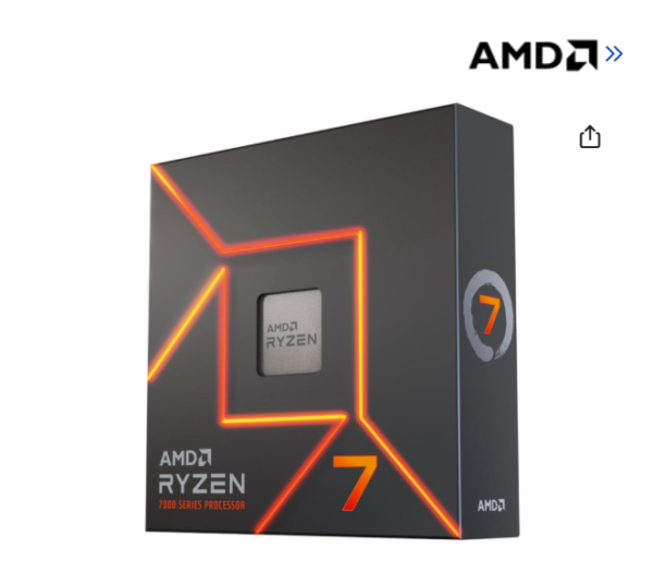 AMD Ryzen 7 7700X - Zen 4 8-Core 4.5 GHz - Socket AM5 - 105W Desktop Processor (100-100000591WOF)